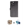 MARSİLYAN™- iPhone 16 Pro Max Kılıf Siluet Işık Serisi - Siyah 3D Antistatik Cam Ekran Koruyucu + Pers Alüminyum Kamera Lens - CLTM