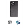MARSİLYAN™- iPhone 16 Pro Max Kılıf Siluet Işık Serisi - Siyah 3D Antistatik Cam Ekran Koruyucu + Pers Alüminyum Kamera Lens - GI