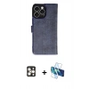 MARSİLYAN™- iPhone 16 Pro Max Kılıf Siluet Işık Serisi - Siyah 3D Antistatik Cam Ekran Koruyucu + PVD Metal Kamera Lens - GD