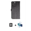 MARSİLYAN™- iPhone 16 Pro Max Kılıf Siluet Işık Serisi - Siyah 3D Antistatik Cam Ekran Koruyucu + PVD Metal Kamera Lens - SH