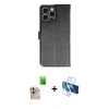 MARSİLYAN™- iPhone 16 Pro Max Kılıf Siluet Işık Serisi - Siyah 3D Antistatik Cam Ekran Koruyucu + Raze Metal Kamera Lens - NLGY