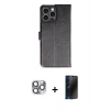 MARSİLYAN™- iPhone 16 Pro Max Kılıf Siluet Işık Serisi - Siyah 3D Antistatik Hayalet Cam Ekran Koruyucu + Pers Alüminyum Kamera Lens - GI