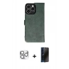 MARSİLYAN™- iPhone 16 Pro Max Kılıf Siluet Işık Serisi - Siyah 3D Antistatik Hayalet Cam Ekran Koruyucu + Pers Alüminyum Kamera Lens - GS