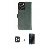 MARSİLYAN™- iPhone 16 Pro Max Kılıf Siluet Işık Serisi - Siyah 3D Antistatik Hayalet Cam Ekran Koruyucu + PVD Metal Kamera Lens - SH