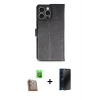 MARSİLYAN™- iPhone 16 Pro Max Kılıf Siluet Işık Serisi - Siyah 3D Antistatik Hayalet Cam Ekran Koruyucu + Raze Metal Kamera Lens - CLTM