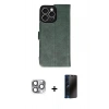 MARSİLYAN™- iPhone 16 Pro Max Kılıf Siluet Işık Serisi - Siyah 3D Antistatik Hayalet Cam Ekran Koruyucu + Pers Alüminyum Kamera Lens - GI