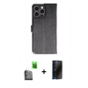 MARSİLYAN™- iPhone 16 Pro Max Kılıf Siluet Işık Serisi - Siyah 3D Antistatik Hayalet Cam Ekran Koruyucu + Raze Metal Kamera Lens - SH