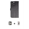 MARSİLYAN™- iPhone 16 Pro Max Kılıf Siluet Işık Serisi - Siyah Bilvis 3D Cam Ekran Koruyucu + PVD Metal Kamera Lens - GD
