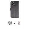 MARSİLYAN™- iPhone 16 Pro Max Kılıf Siluet Işık Serisi - Siyah Bilvis 3D Cam Ekran Koruyucu + Gümüş Pers Alüminyum Kamera Lens