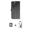 MARSİLYAN™- iPhone 16 Pro Max Kılıf Siluet Işık Serisi - Siyah Bilvis 3X AR Hayalet Cam Ekran Koruyucu + PVD Metal Kamera Lens - GD