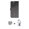 MARSİLYAN™- iPhone 16 Pro Max Kılıf Siluet Işık Serisi - Siyah Bilvis 3X AR Hayalet Cam Ekran Koruyucu + Pers Alüminyum Kamera Lens - GI