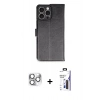 MARSİLYAN™- iPhone 16 Pro Max Kılıf Siluet Işık Serisi - Siyah Bilvis 3X AR Hayalet Cam Ekran Koruyucu + Pers Alüminyum Kamera Lens - GS