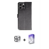 MARSİLYAN™- iPhone 16 Pro Max Kılıf Siluet Işık Serisi - Siyah Bilvis 5in1 3D Magic Cam Ekran Koruyucu + Pers Alüminyum Kamera Lens - GI