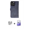 MARSİLYAN™- iPhone 16 Pro Max Kılıf Siluet Işık Serisi - Siyah Bilvis 5in1 5D Magic Hayalet Cam Ekran Koruyucu + Pers Alüminyum Kamera Lens - GS