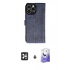 MARSİLYAN™- iPhone 16 Pro Max Kılıf Siluet Işık Serisi - Siyah Bilvis 5in1 5D Magic Hayalet Cam Ekran Koruyucu + PVD Metal Kamera Lens - SH