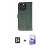 MARSİLYAN™- iPhone 16 Pro Max Kılıf Siluet Işık Serisi - Siyah Bilvis 5in1 5D Magic Hayalet Cam Ekran Koruyucu + PVD Metal Kamera Lens - SH