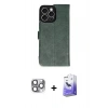 MARSİLYAN™- iPhone 16 Pro Max Kılıf Siluet Işık Serisi - Siyah Bilvis 5in1 5D Magic Hayalet Cam Ekran Koruyucu + Pers Alüminyum Kamera Lens - GI
