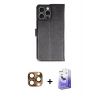 MARSİLYAN™- iPhone 16 Pro Max Kılıf Siluet Işık Serisi - Siyah Bilvis 5in1 5D Magic Hayalet Cam Ekran Koruyucu + Pers Alüminyum Kamera Lens - CLTM