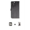 MARSİLYAN™- iPhone 16 Pro Max Kılıf Siluet Işık Serisi - Siyah Bilvis Hayalet Cam Ekran Koruyucu + PVD Metal Kamera Lens - GD