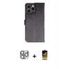 MARSİLYAN™- iPhone 16 Pro Max Kılıf Siluet Işık Serisi - Siyah Buffer Cam Ekran Koruyucu + Pers Alüminyum Kamera Lens - GI