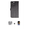 MARSİLYAN™- iPhone 16 Pro Max Kılıf Siluet Işık Serisi - Siyah Buffer Hayalet Cam Ekran Koruyucu + Pers Alüminyum Kamera Lens - GI