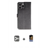 MARSİLYAN™- iPhone 16 Pro Max Kılıf Siluet Işık Serisi - Siyah Buffer Hayalet Cam Ekran Koruyucu + Gümüş PVD Metal Kamera Lens