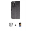 MARSİLYAN™- iPhone 16 Pro Max Kılıf Siluet Işık Serisi - Siyah Buffer Hayalet Cam Ekran Koruyucu + Pers Alüminyum Kamera Lens - GS