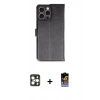 MARSİLYAN™- iPhone 16 Pro Max Kılıf Siluet Işık Serisi - Siyah Buffer Hayalet Cam Ekran Koruyucu + PVD Metal Kamera Lens - GD