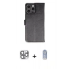 MARSİLYAN™- iPhone 16 Pro Max Kılıf Siluet Işık Serisi - Siyah Joko Magic 5D Cam + Gri Pers Alüminyum Kamera Lens