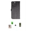 MARSİLYAN™- iPhone 16 Pro Max Kılıf Siluet Işık Serisi - Siyah Joko Magic 5D Hayalet Cam + Natural Grey Raze Metal Kamera Lens