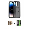 MARSİLYAN™- iPhone 16 Pro Max Kılıf Siluet Minimal Prime - Şeffaf 360 Full Body Arka Koruyucu + Pers Alüminyum Kamera Lens - CLTM