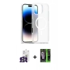 MARSİLYAN™- iPhone 16 Pro Max Kılıf Siluet Minimal Prime - Şeffaf 360 Full Body Arka Koruyucu + Bilvis Titan Kamera Lens - GS