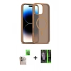 MARSİLYAN™- iPhone 16 Pro Max Kılıf Siluet Minimal Prime - Şeffaf 360 Full Body Arka Koruyucu + Natural Grey Raze Metal Kamera Lens