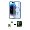 MARSİLYAN™- iPhone 16 Pro Max Kılıf Siluet Minimal Prime - Şeffaf 360 Full Body Arka Koruyucu + Natural Grey Raze Metal Kamera Lens