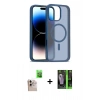 MARSİLYAN™- iPhone 16 Pro Max Kılıf Siluet Minimal Prime - Şeffaf 360 Full Body Arka Koruyucu + Natural Grey Raze Metal Kamera Lens