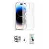 MARSİLYAN™- iPhone 16 Pro Max Kılıf Siluet Minimal Prime - Şeffaf Pasifik Cam Ekran Koruyucu + Pers Alüminyum Kamera Lens - GI