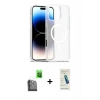MARSİLYAN™- iPhone 16 Pro Max Kılıf Siluet Minimal Prime - Şeffaf Pasifik Cam Ekran Koruyucu + Raze Metal Kamera Lens - SH