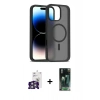 MARSİLYAN™- iPhone 16 Pro Max Kılıf Siluet Minimal Prime - Siyah 360 Mat Full Body Arka Koruyucu + Bilvis Titan Kamera Lens - GS