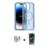 MARSİLYAN™- iPhone 16 Pro Max Kılıf Siluet Minimal Prime - Siyah 360 Mat Full Body Arka Koruyucu + Gümüş Pers Alüminyum Kamera Lens