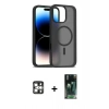 MARSİLYAN™- iPhone 16 Pro Max Kılıf Siluet Minimal Prime - Siyah 360 Mat Full Body Arka Koruyucu + PVD Metal Kamera Lens - GS