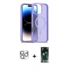MARSİLYAN™- iPhone 16 Pro Max Kılıf Siluet Minimal Prime - Siyah 360 Mat Full Body Arka Koruyucu + Gümüş Pers Alüminyum Kamera Lens