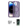 MARSİLYAN™- iPhone 16 Pro Max Kılıf Siluet Minimal Prime - Siyah 360 Mat Full Body Arka Koruyucu + Gümüş Pers Alüminyum Kamera Lens
