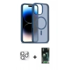 MARSİLYAN™- iPhone 16 Pro Max Kılıf Siluet Minimal Prime - Siyah 360 Mat Full Body Arka Koruyucu + Gümüş Pers Alüminyum Kamera Lens