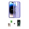 MARSİLYAN™- iPhone 16 Pro Max Kılıf Siluet Minimal Prime - Siyah 360 Mat Full Body Arka Koruyucu + Natural Grey Raze Metal Kamera Lens