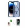 MARSİLYAN™- iPhone 16 Pro Max Kılıf Siluet Minimal Prime - Siyah 360 Mat Full Body Arka Koruyucu + Natural Grey Raze Metal Kamera Lens