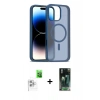 MARSİLYAN™- iPhone 16 Pro Max Kılıf Siluet Minimal Prime - Siyah 360 Mat Full Body Arka Koruyucu + Raze Metal Kamera Lens - BZ