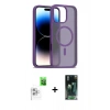 MARSİLYAN™- iPhone 16 Pro Max Kılıf Siluet Minimal Prime - Siyah 360 Mat Full Body Arka Koruyucu + Raze Metal Kamera Lens - BZ