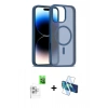 MARSİLYAN™- iPhone 16 Pro Max Kılıf Siluet Minimal Prime - Siyah 3D Antistatik Cam Ekran Koruyucu + Raze Metal Kamera Lens - BZ