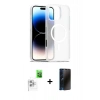 MARSİLYAN™- iPhone 16 Pro Max Kılıf Siluet Minimal Prime - Siyah 3D Antistatik Hayalet Cam Ekran Koruyucu + Raze Metal Kamera Lens - BZ