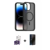 MARSİLYAN™- iPhone 16 Pro Max Kılıf Siluet Minimal Prime - Siyah 3D Antistatik Hayalet Cam Ekran Koruyucu + Bilvis Titan Kamera Lens - SH